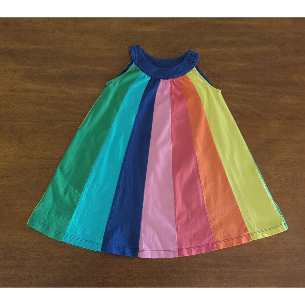 Hanna Andersson Girls Rainbow Swing Dress size 4 GUC